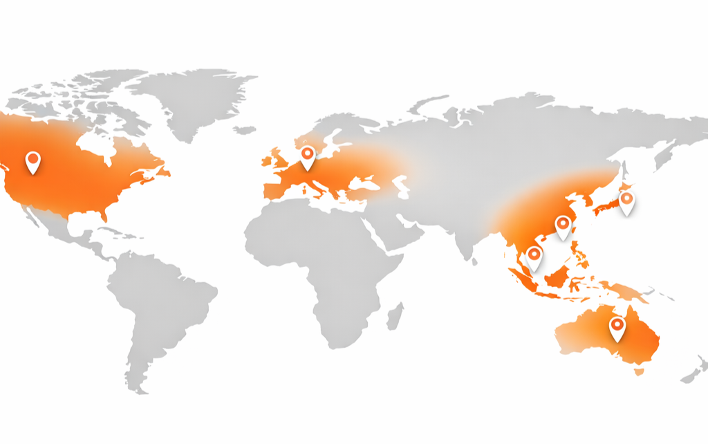 World map highlighting regions where 2G and 3G cellular networks have already been shut down or are being phased out

