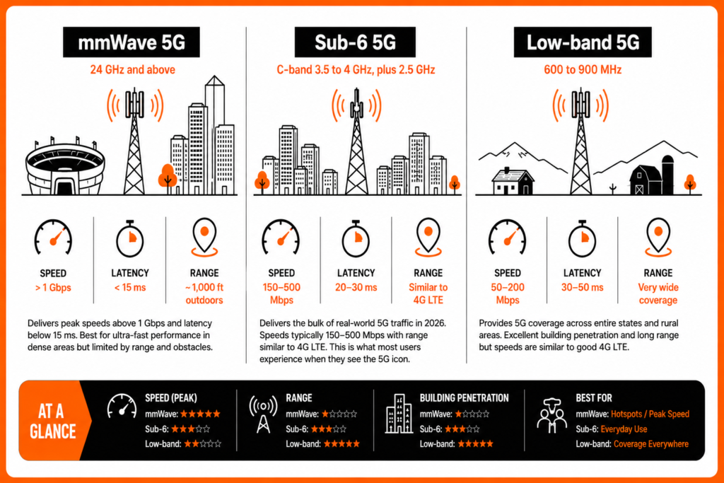 mmWave vs Sub-6 vs Low-Band 5G