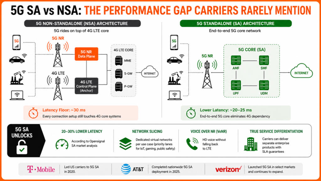 5G SA vs NSA architecture diagram