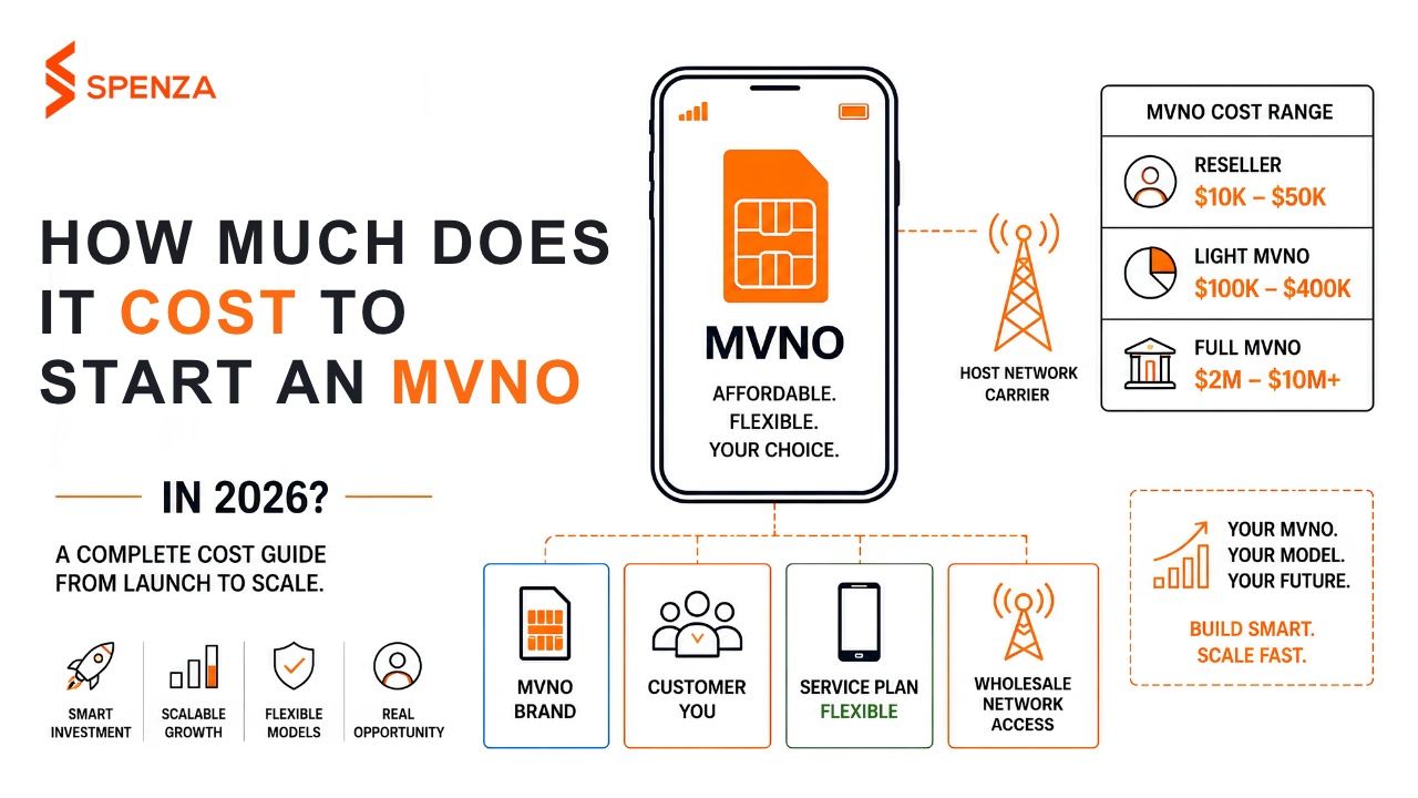 How much it costs to start an MVNO in 2026, shown as three price tiers
