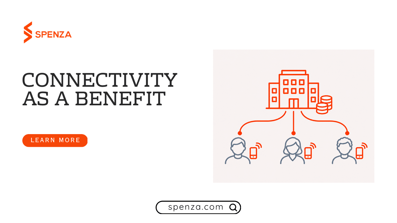 Employer-funded mobile service reaching employees under a defined connectivity benefit policy.