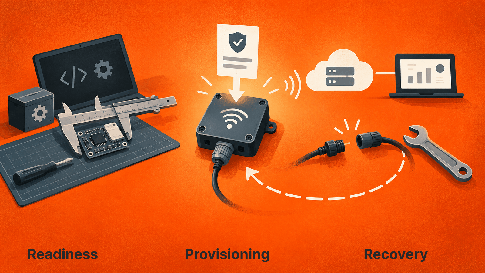 Validate hardware and service fit, provisioning and application connection, then supported recovery under failure.