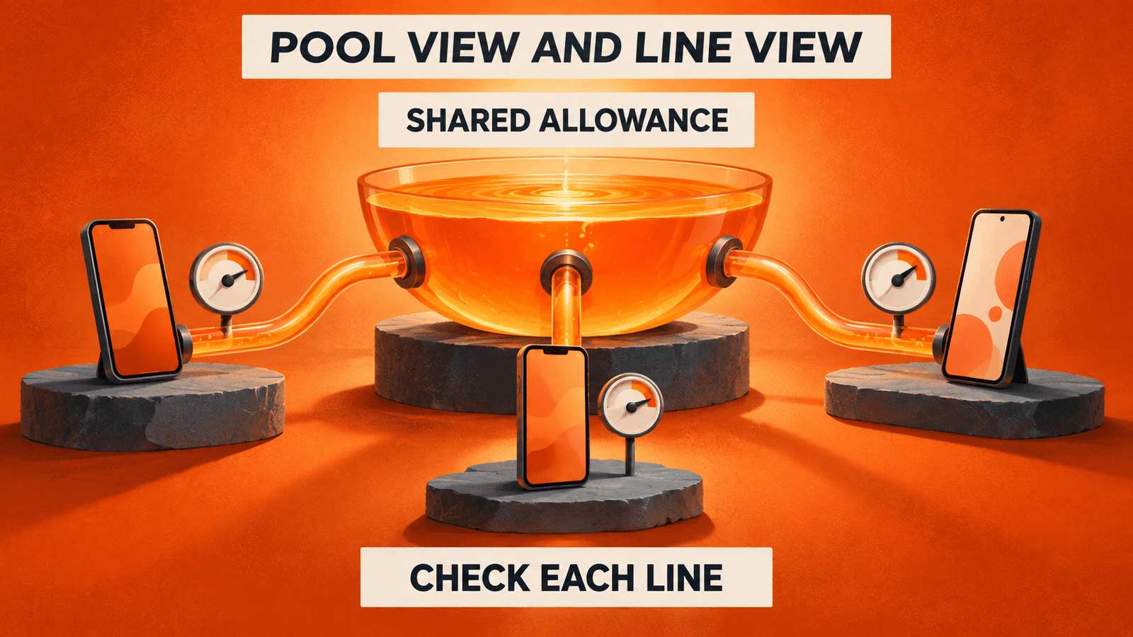 A shared data allowance needs both aggregate pool monitoring and visibility of each participating line.