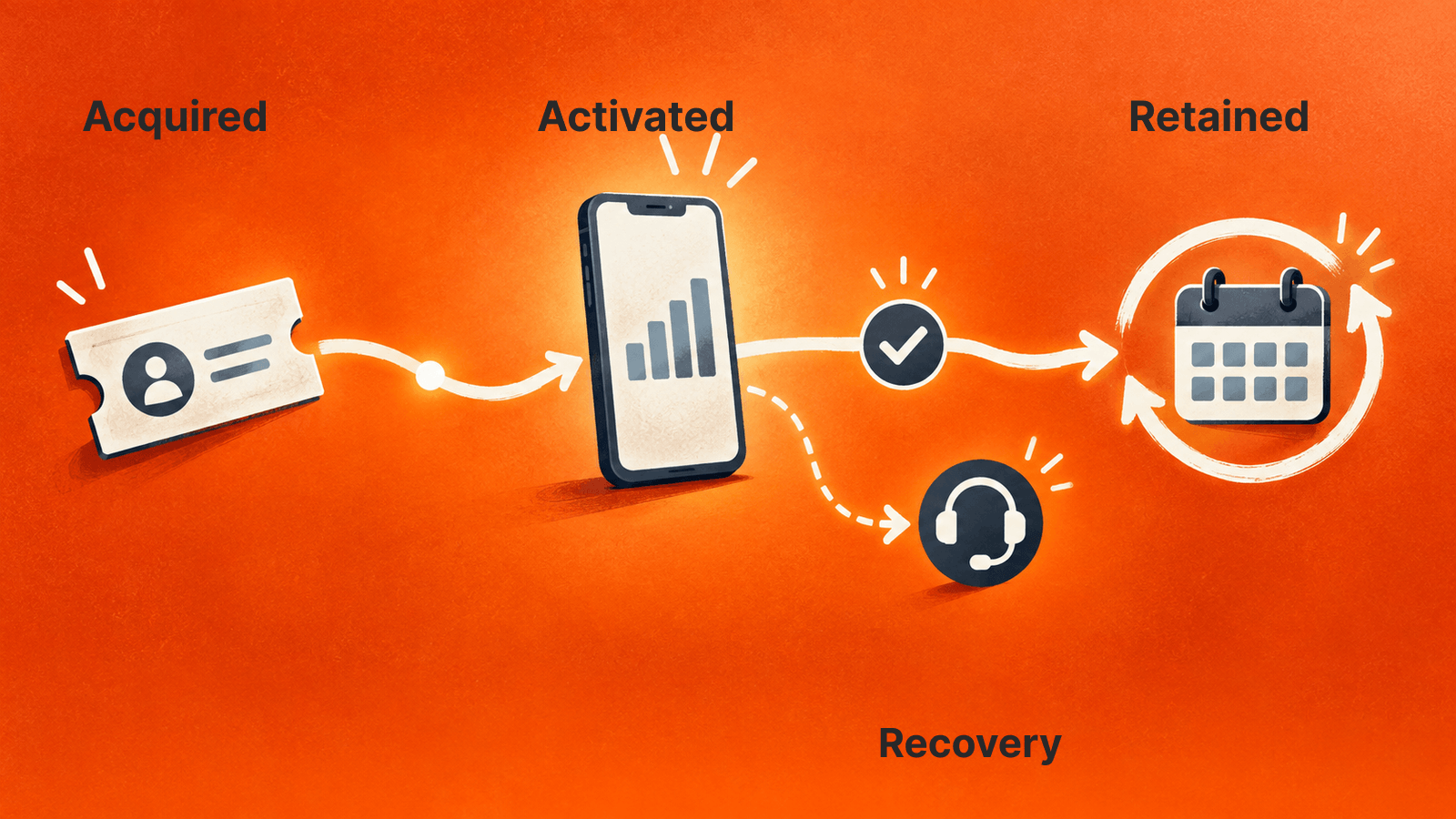 Acquisition, working service and retained use are distinct events; unresolved activation needs recovery.