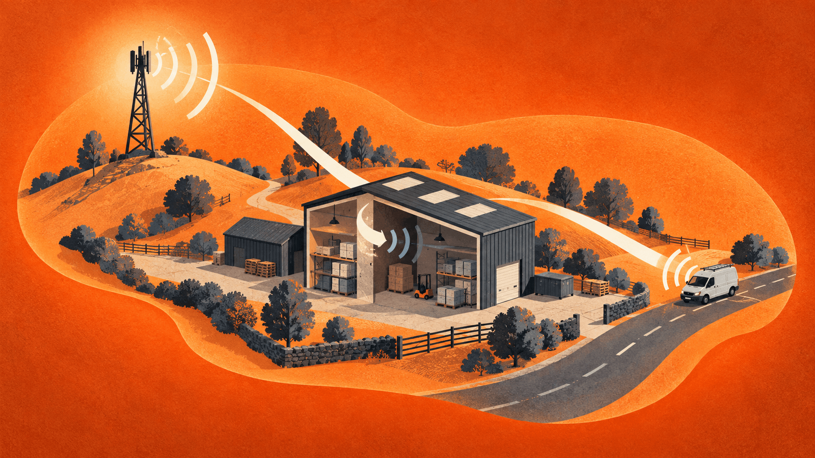 A broad outdoor coverage footprint does not prove service inside a warehouse or along every work route.