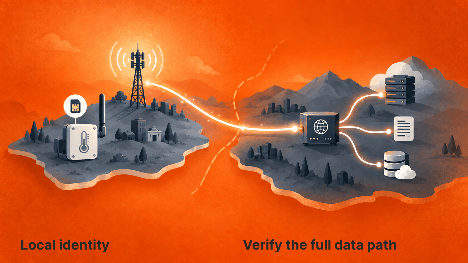 Illustrative routing possibility: local subscription identity does not establish where applications, logs or backups reside.