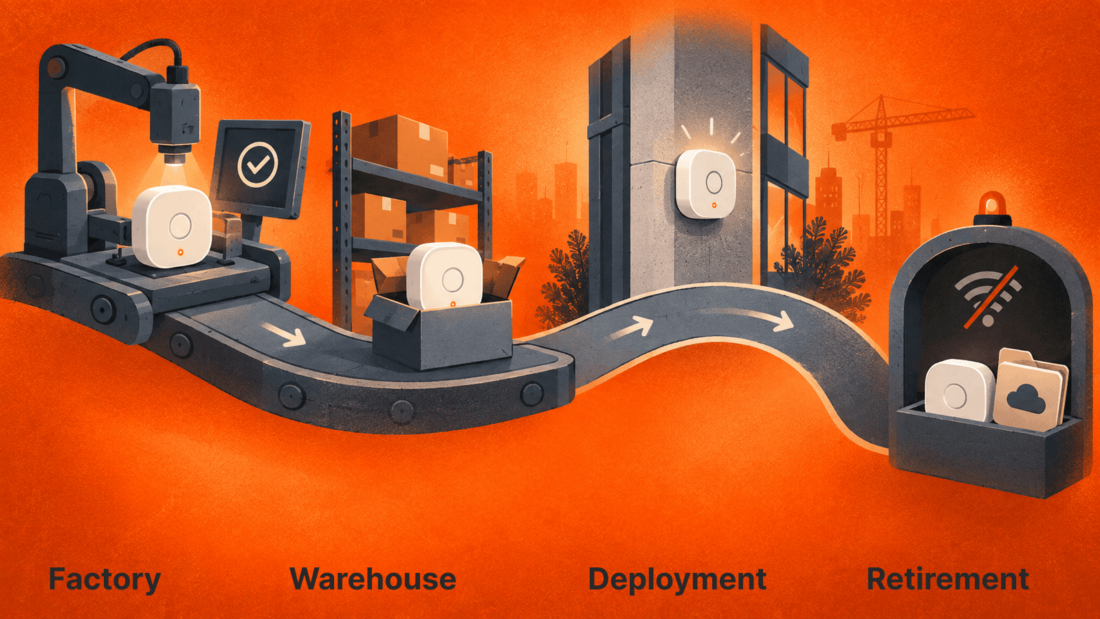 Track service and records through factory testing, storage, deployment and retirement.