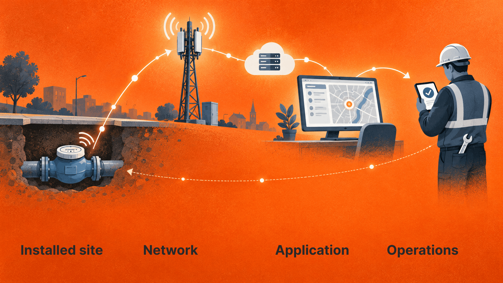 Acceptance follows the installed meter through the network and application to an operating response.